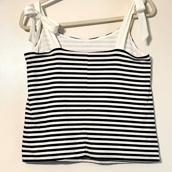 J. Crew Stripe Tie Shoulder Tank Top Size S Blue White Lined Cotton - Picture 3 of 7